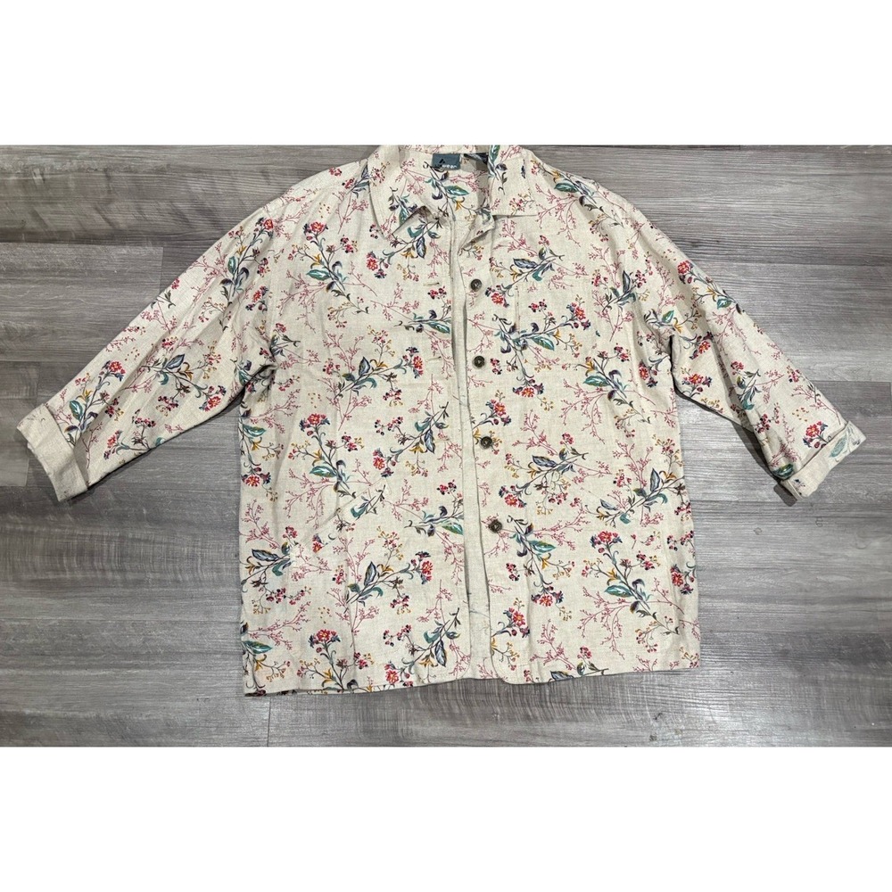 LifeWear Linen Cotton Blend Floral Button Up Shirt Jacket L – Boho Cottagecore